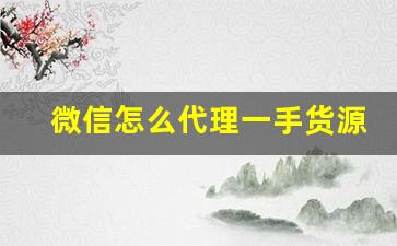 微信怎么代理一手货源-微信代理商怎么找货源